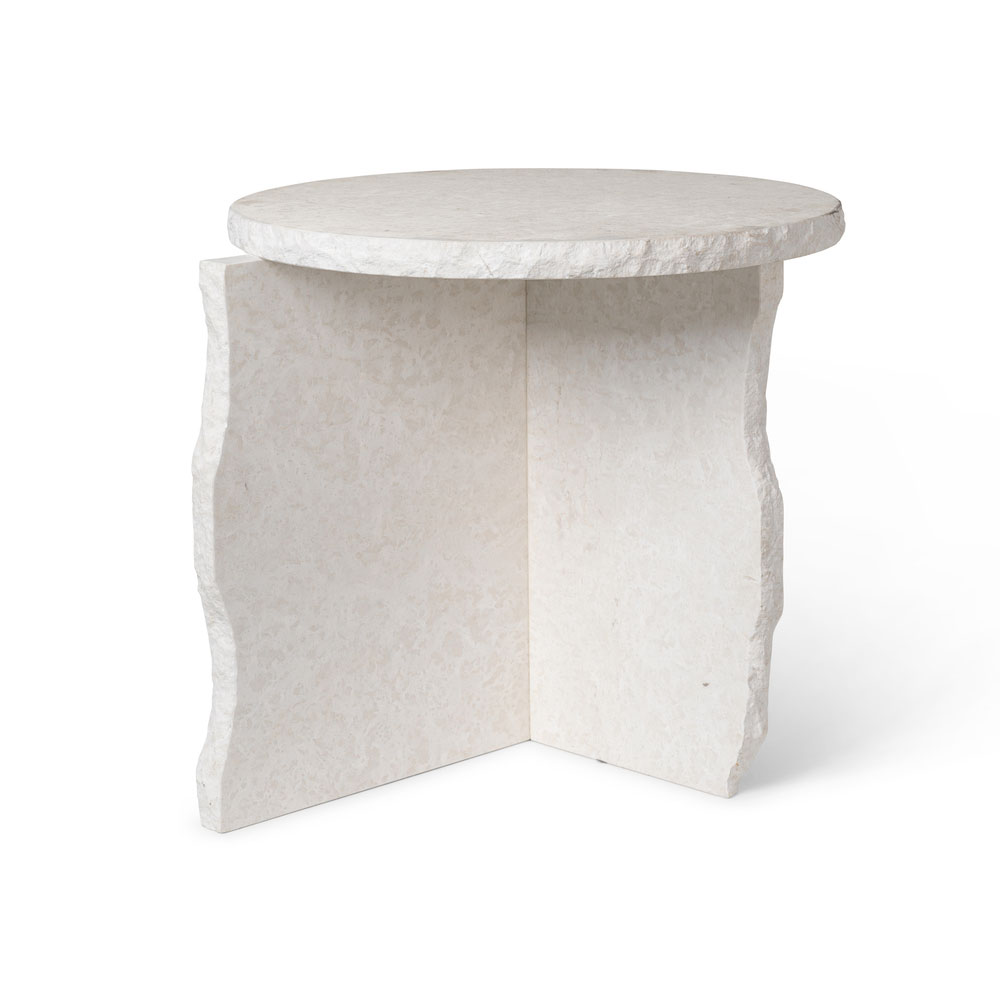 Mineral Sculptural Sivupöytä Bianco Curia Marmori, Valkoinen