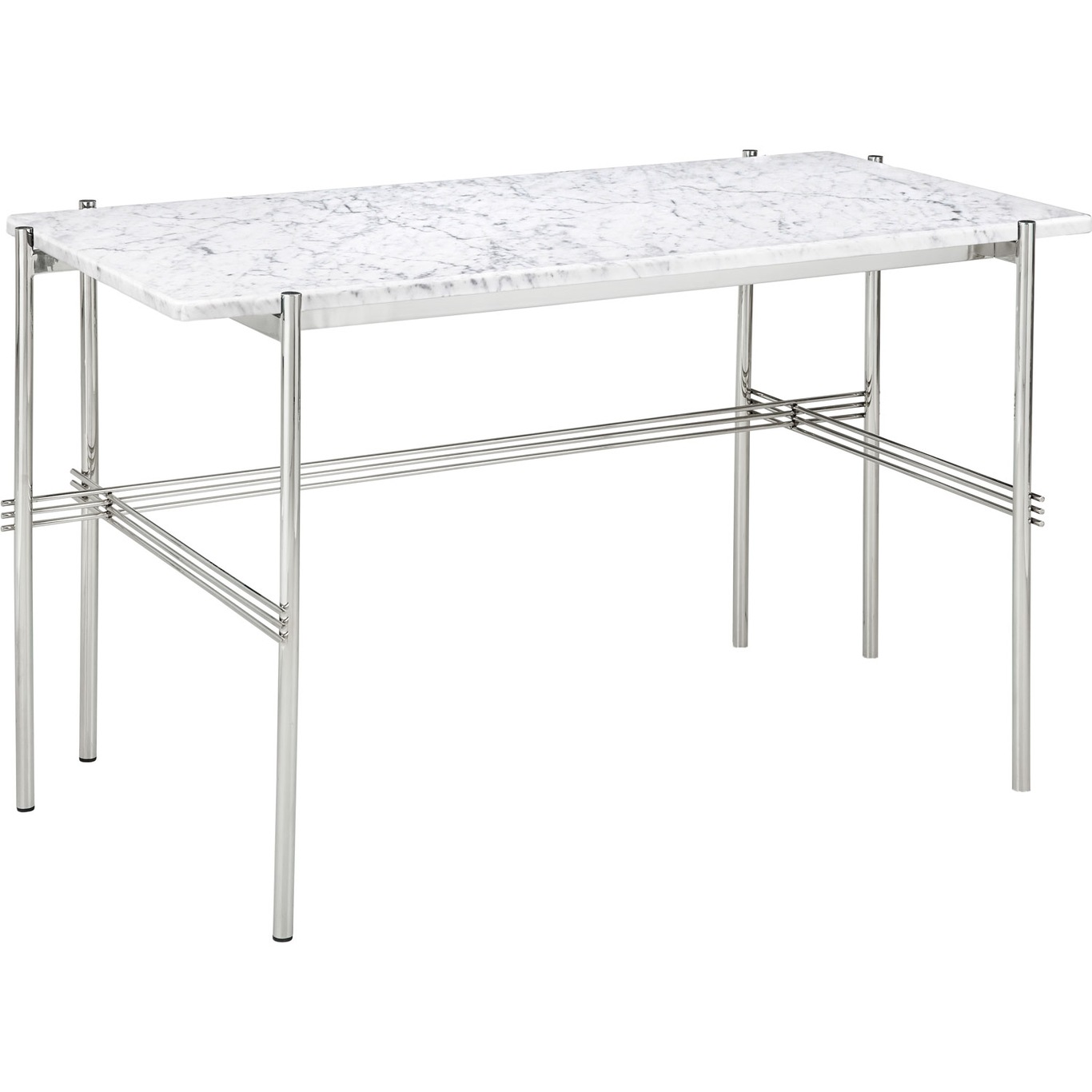 TS Pöytä 60x120 cm, Kiiltävä Teräs / Valkoinen Carrara-marmori