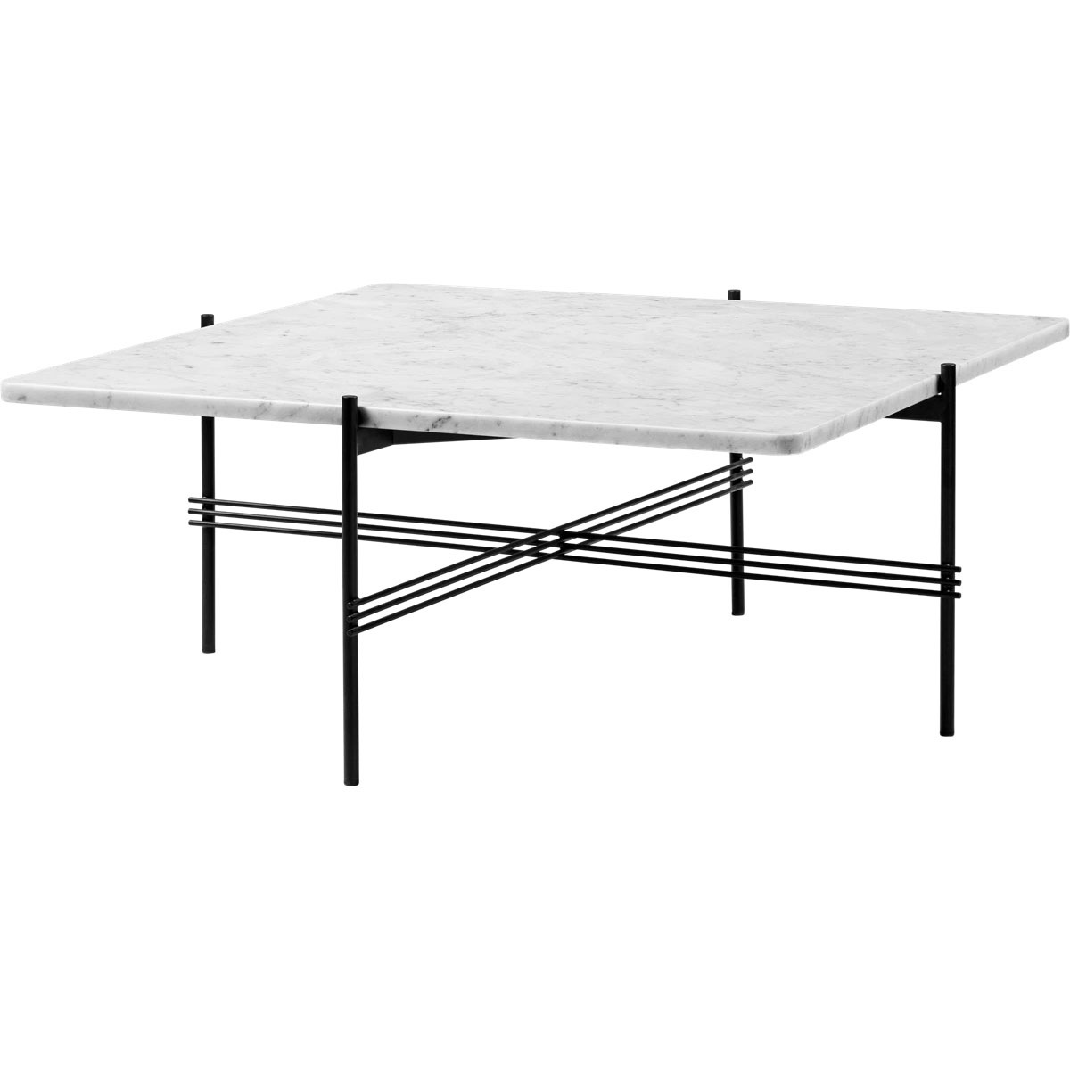 TS Sohvapöytä 105x105 cm, Musta / White Marble