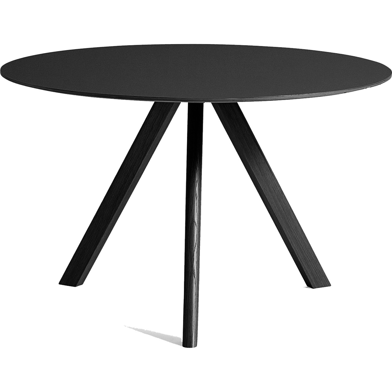 CPH20 Pöytä Ø120 cm, Musta Vesipohjalakattu Tammi / Musta Linoleumi