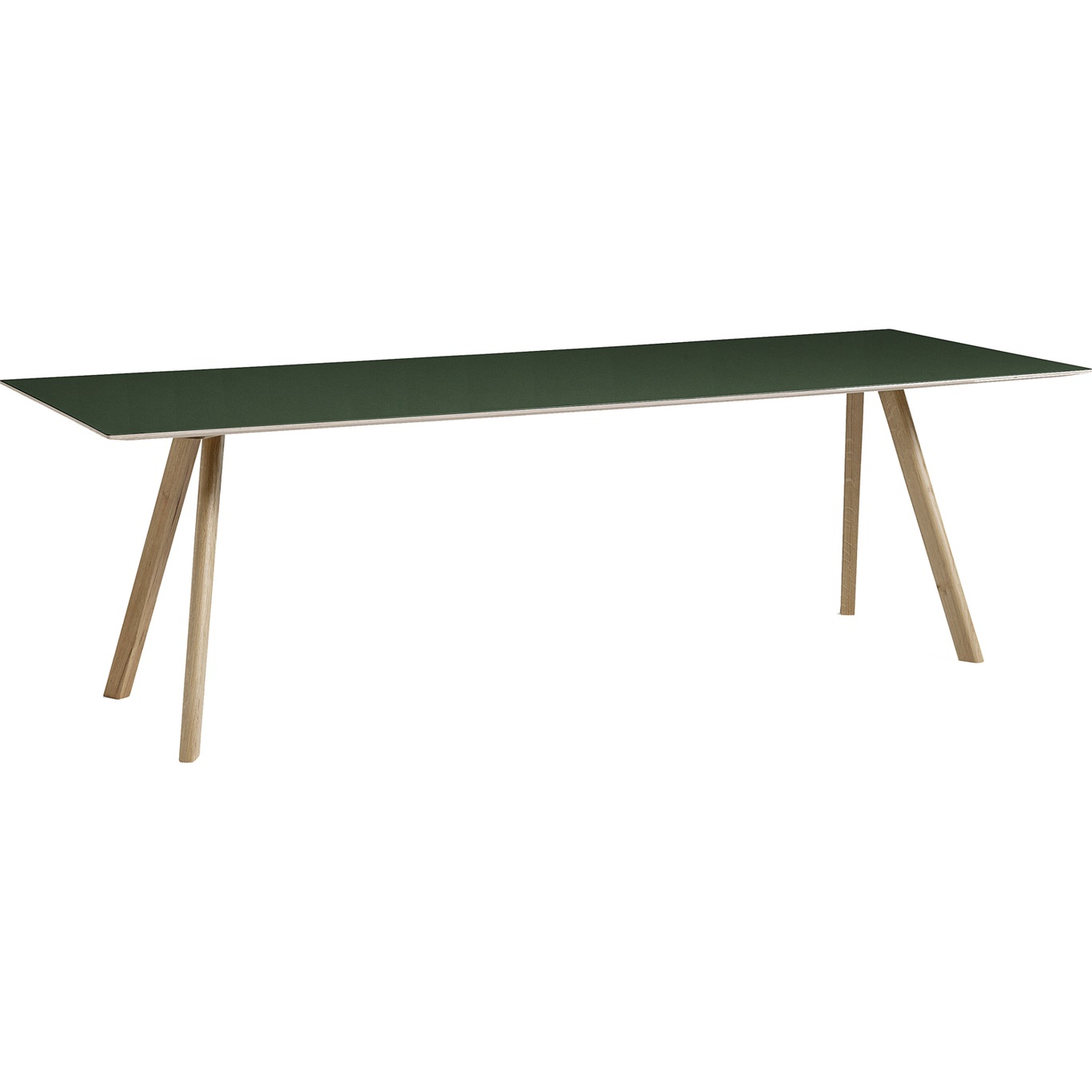CPH 30 Pöytä 90x250 cm, Vesipohjaisella Lakalla Käsitelty Tammi, Vihreä Linoleumi