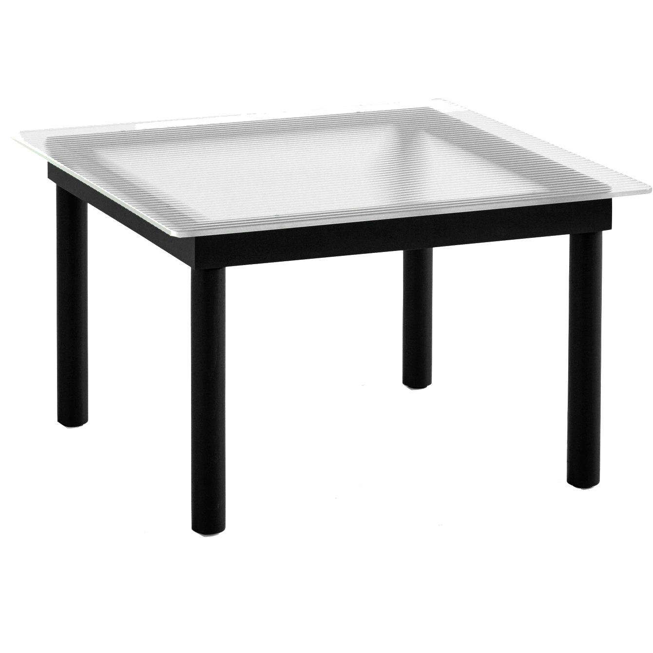 Kofi Sivupöytä 60x60 cm, Musta Vesipohjaisella Lakalla Käsitelty Tammi / Uurrettu Lasi