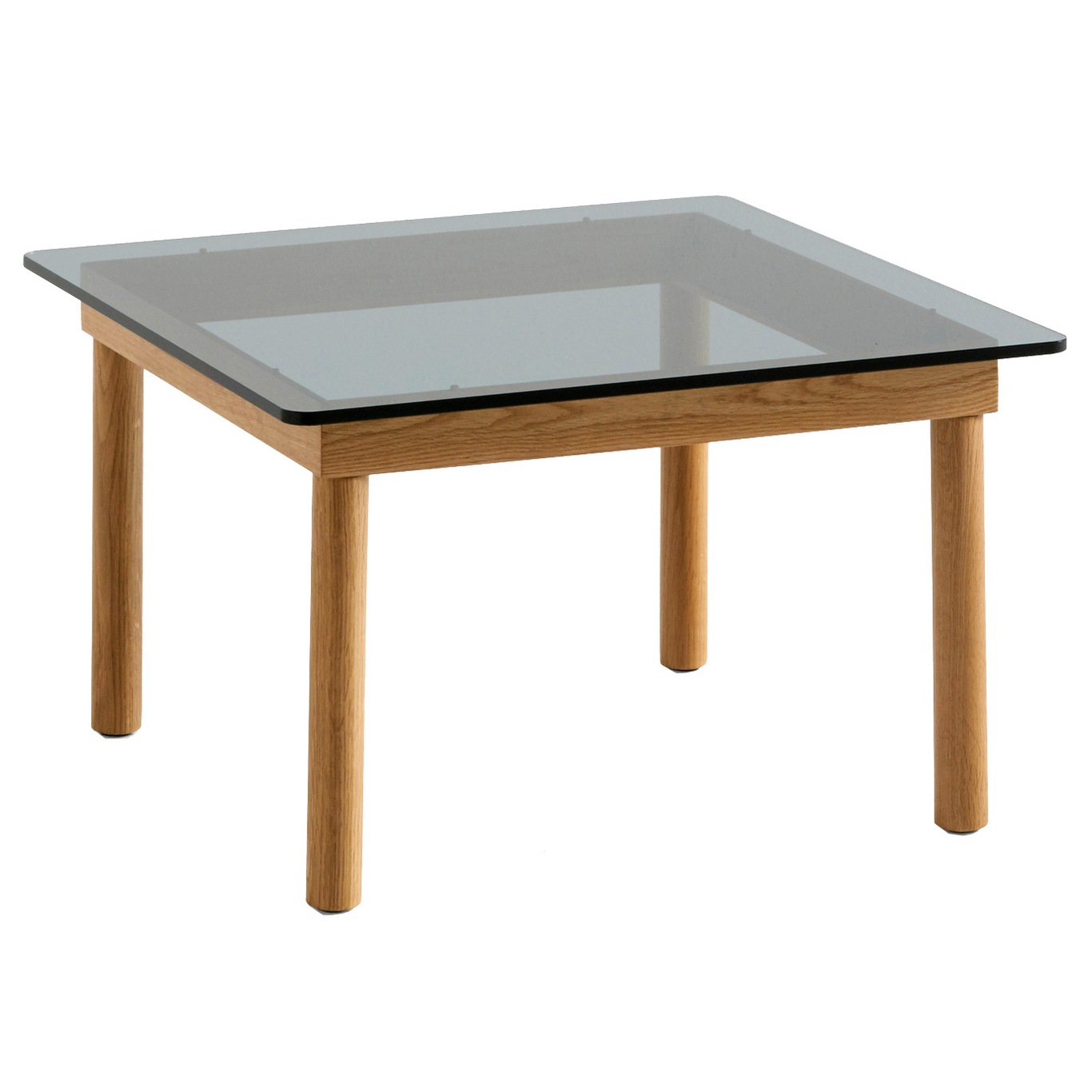 Kofi Sivupöytä 60x60 cm, Vesipohjaisella Lakalla Käsitelty Tammi / Harmaansävytetty Lasi