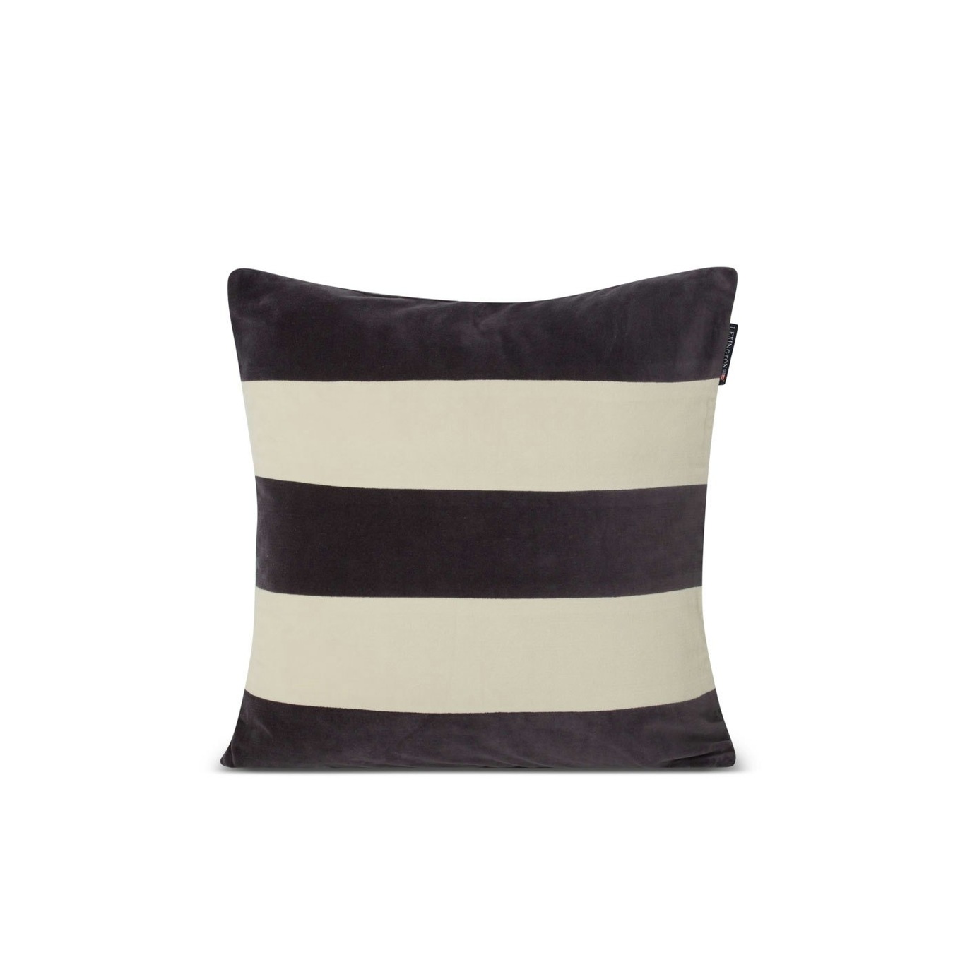 Block Striped Organic Cotton Velvet Tyynynpäällinen 50x50 cm, Tummanharmaa/Vaalean Beige
