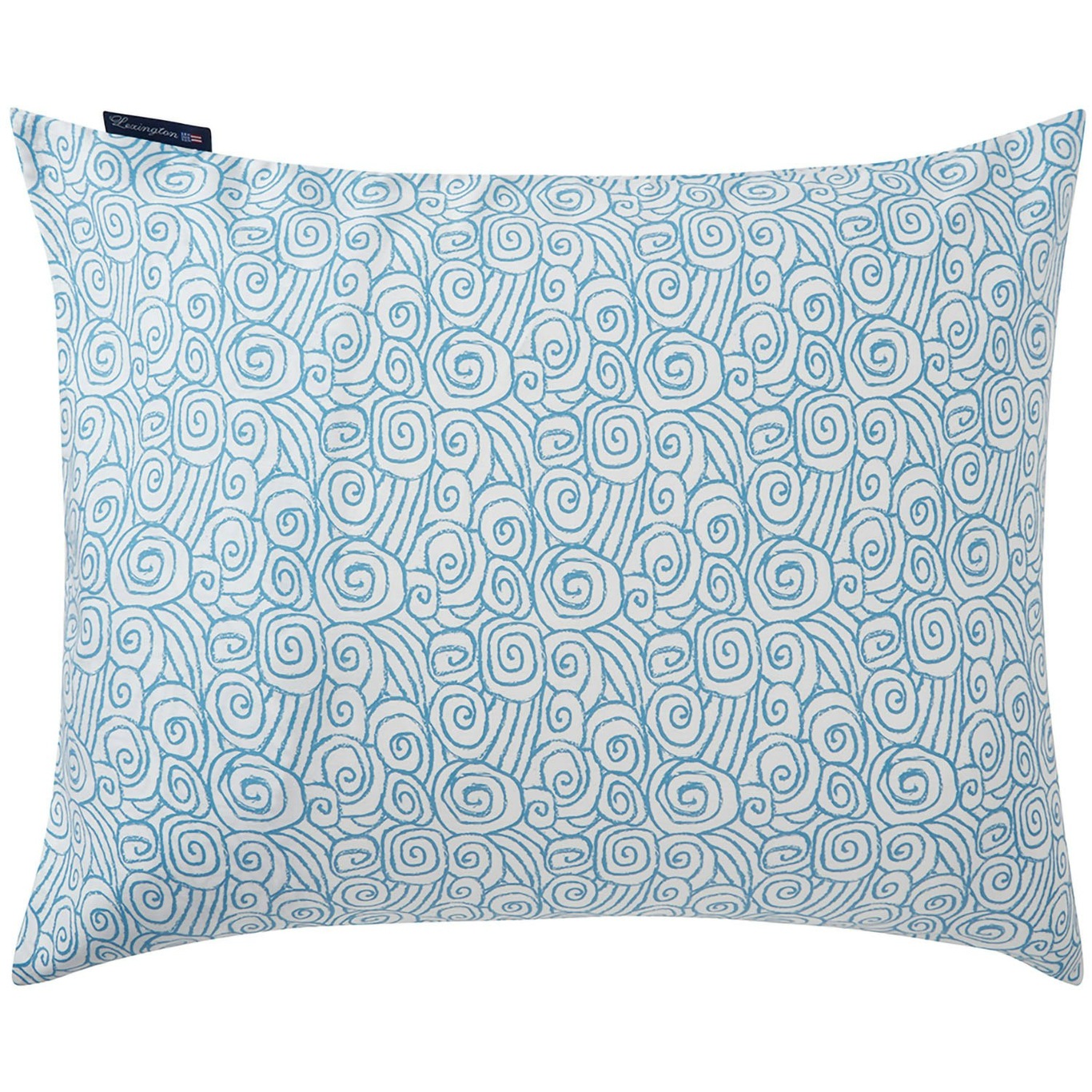 Wave Printed Cotton Sateen Tyynynpäällinen 50x60 cm, Sininen