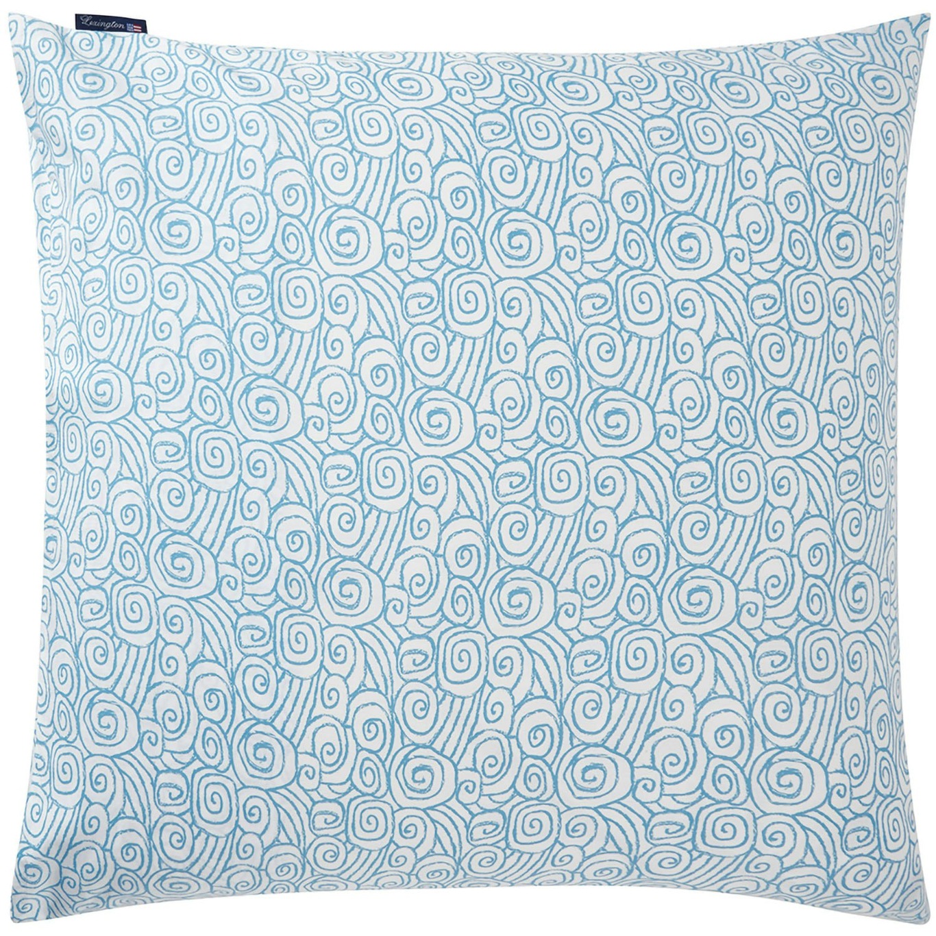 Wave Printed Cotton Sateen Tyynynpäällinen 65x65 cm, Sininen