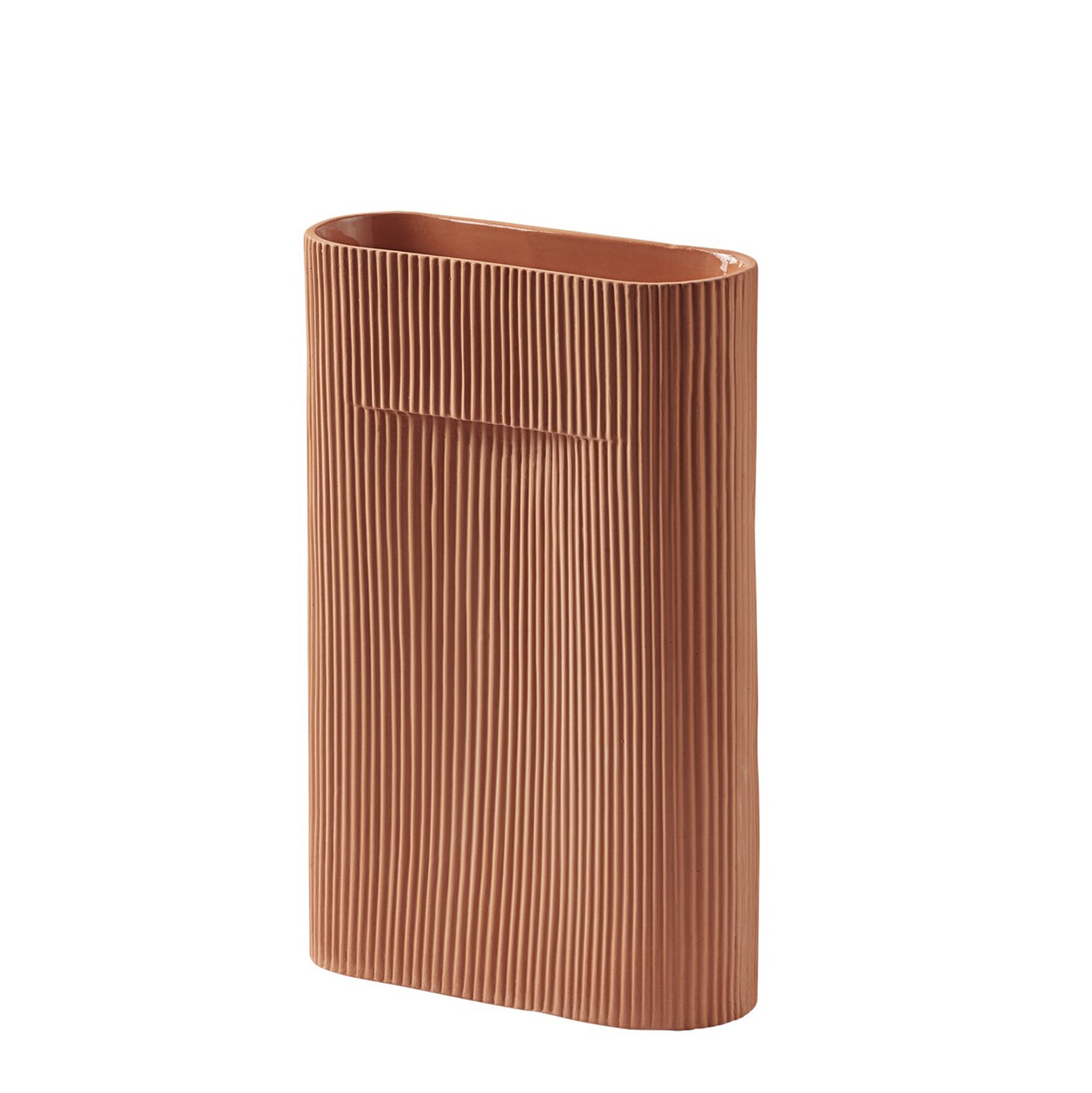 Ridge Vase, H35, Terracotta