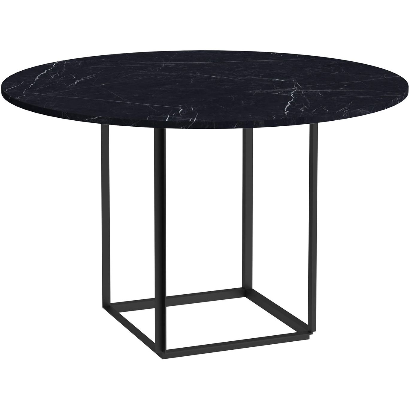 Florence Ruokapöytä 120 cm, Musta Marmori / Musta