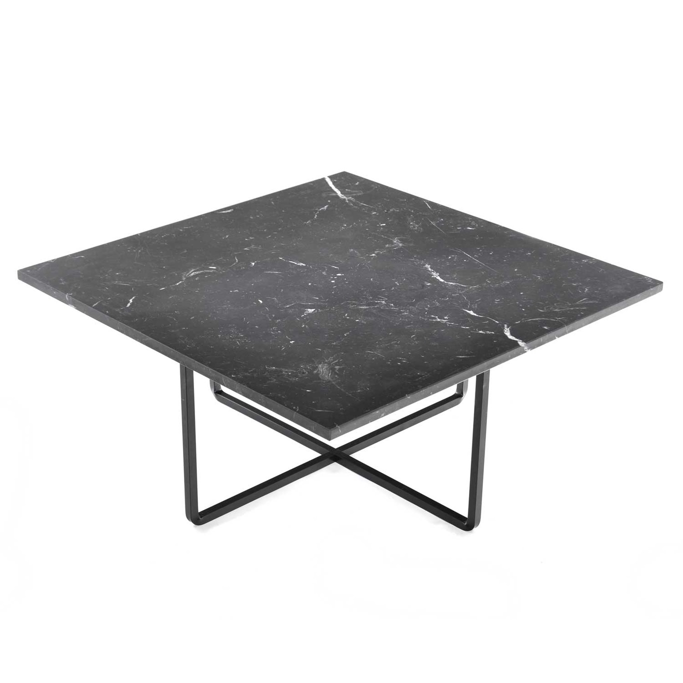 Ninety Sohvapöytä 80x80x35 cm, Musta Marmori/Musta