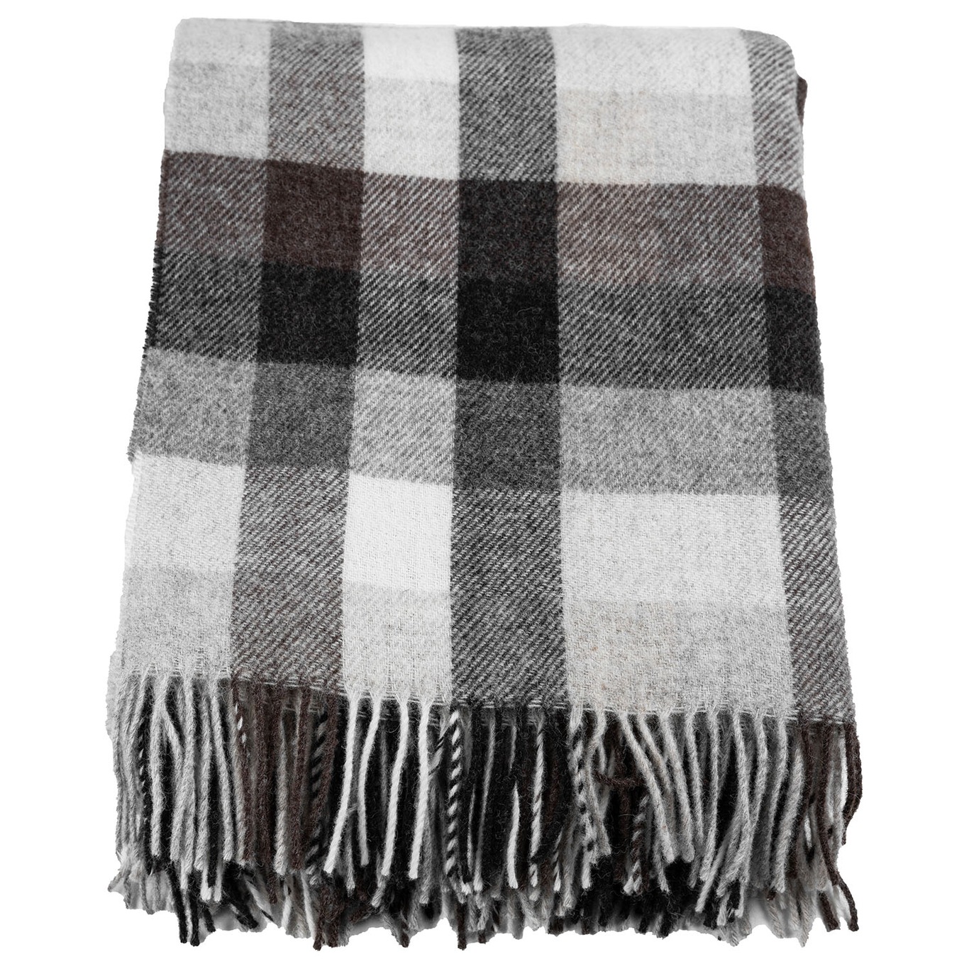 Wool Blanket Checked Grey, brown, offwhite Viltti 130x170 cm Ruskea Harmaa Off-white