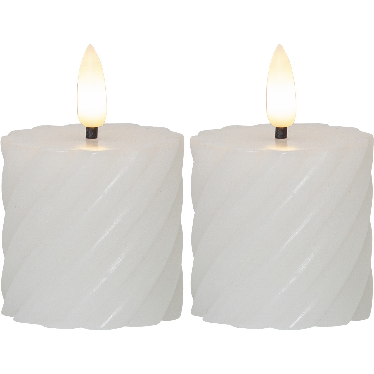 Flamme Swirl LED Pöytäkynttilä 7,5 cm 2-pakkaus, Valkoinen